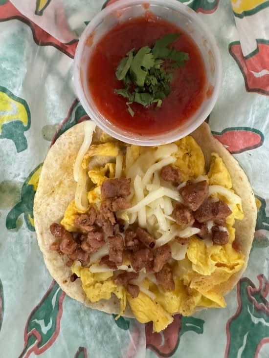 Egg & Cheese Taco with Sausage.